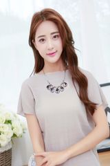  Dây Chuyền Ngắn - Giọt Nước Pha Lê Xanh Rêu Sang Trọng 