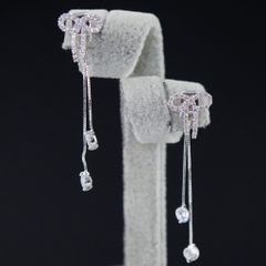  Bông Tai Tua Rua Nơ Xinh Pha Lê Trắng ( Có 3 Kiểu Đeo ) 