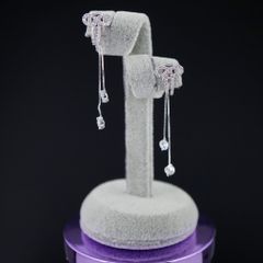  Bông Tai Tua Rua Nơ Xinh Pha Lê Trắng ( Có 3 Kiểu Đeo ) 