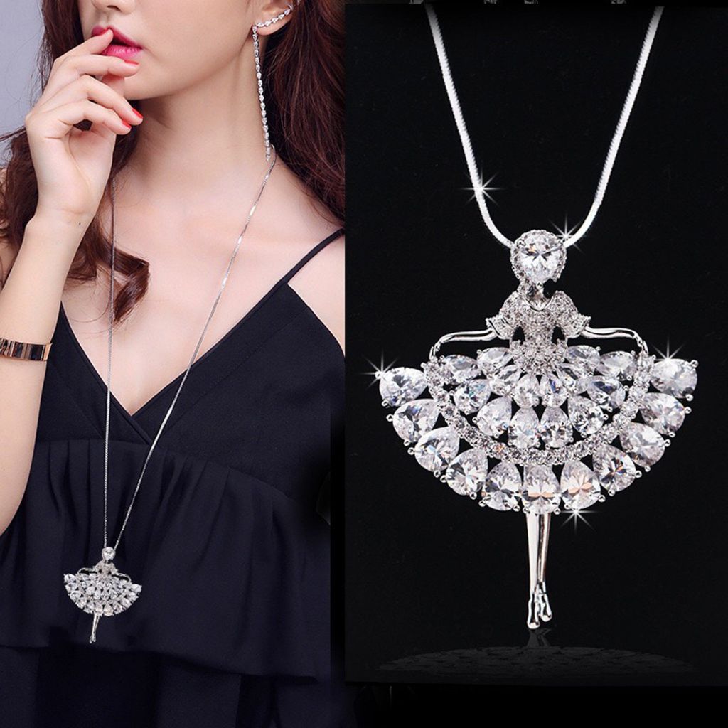  Dây Chuyền Dài Cao Cấp - Cô Gái Pha Lê Australia Trắng Tinh Tế (AA) 