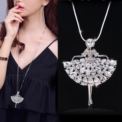  Dây Chuyền Dài Cao Cấp - Cô Gái Pha Lê Australia Trắng Tinh Tế (AA) 