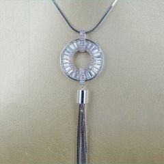  Dây Chuyền Dài Cao Cấp - Vòng Tròn Pha Lê Trắng Tinh Tế (AA) 