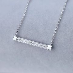  Dây Chuyền Dài Bạc Cao Cấp - Thanh Ngang Pha Lê Trắng 