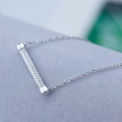  Dây Chuyền Dài Bạc Cao Cấp - Thanh Ngang Pha Lê Trắng 