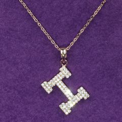  Dây Chuyền Ngắn - Hermes Màu Vàng Hồng Pha Lê Trắng (AC) 