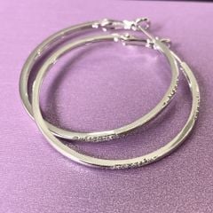  Bông Tai Khoen Tròn Màu Trắng 4cm Pha Lê (BH) 