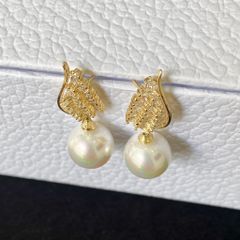  Bông Tai Đôi Cánh Thiên Thần Màu Vàng Ngọc Trai & Pha Lê Trắng (AO) 