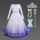  Đầm Elsa Trắng Viền Tím 