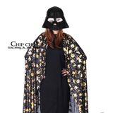  Áo choàng in phù thủy bí dơi nón voan 