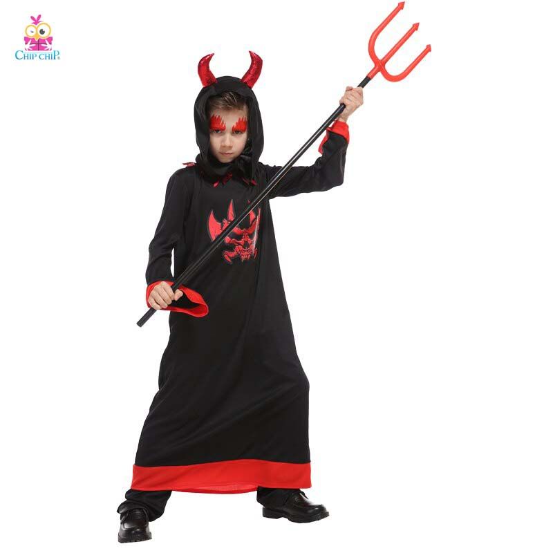  Trang phục hóa trang Halloween bé trai bộ đồ quỷ đen trùm đầu 