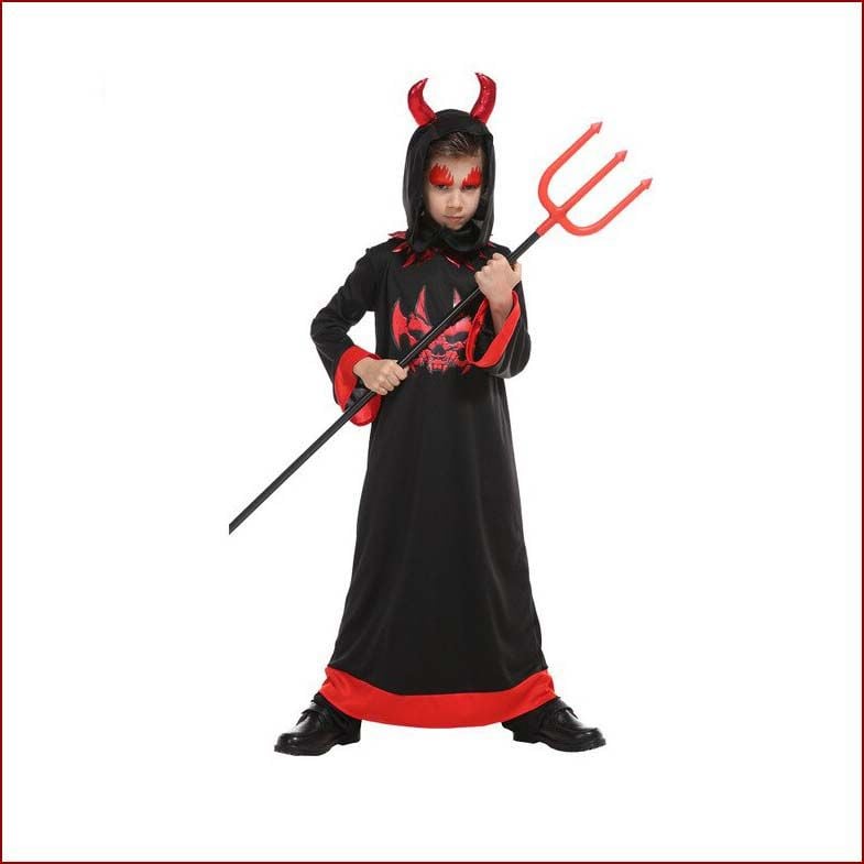  Trang phục hóa trang Halloween bé trai bộ đồ quỷ đen trùm đầu 