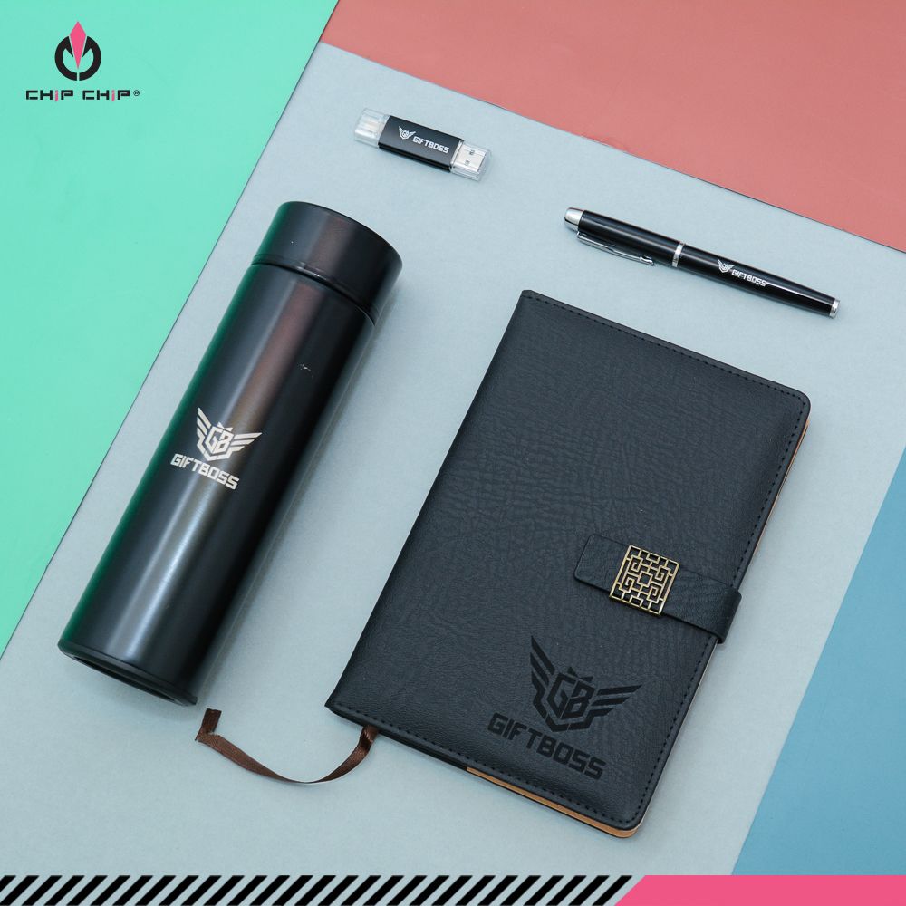  Bộ quà tặng sổ 4 món (sổ, usb, bút, bình nước) 