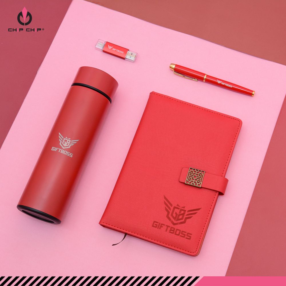  Bộ quà tặng sổ 4 món (sổ, usb, bút, bình nước) 