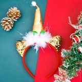  Cài tóc Noel sừng lông tai kim tuyến 