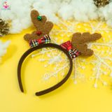  Cài tóc Noel sừng nơ chuông 2 màu nâu đỏ 