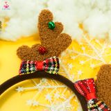  Cài tóc Noel sừng nơ chuông 2 màu nâu đỏ 