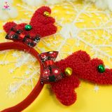  Cài tóc Noel sừng nơ chuông 2 màu nâu đỏ 