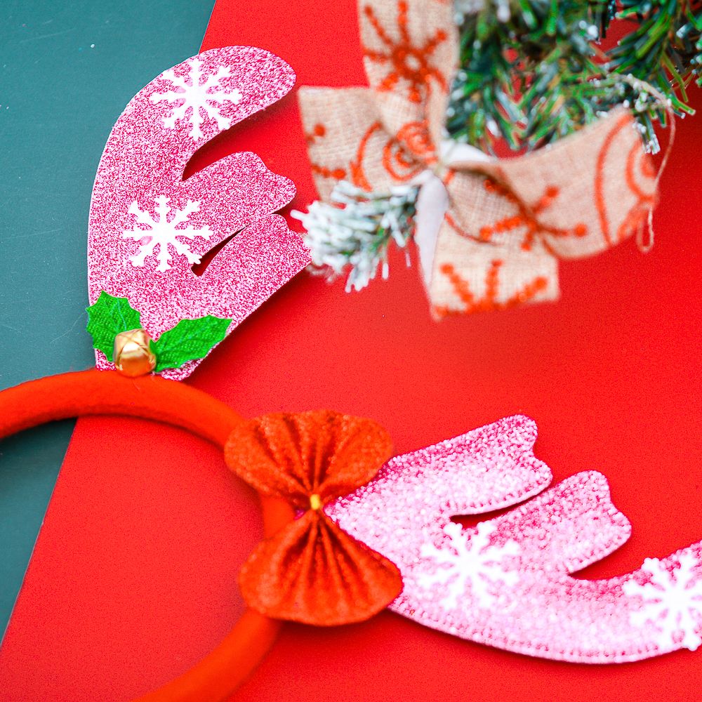  Cài tóc Noel tai nơ chuông kim tuyến 