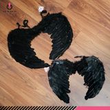  Phụ kiện Halloween đôi cánh lông vũ trắng đen 