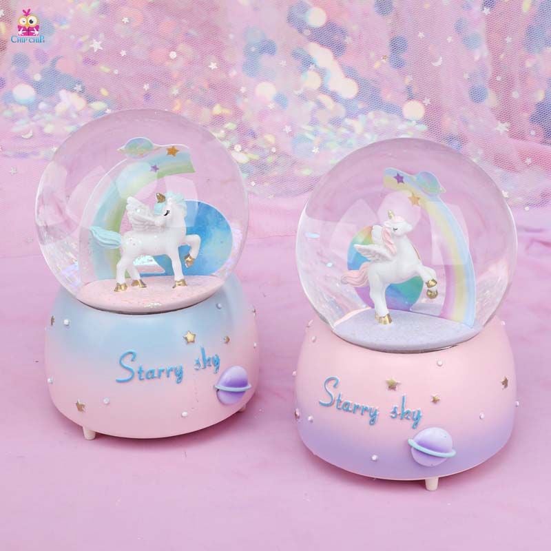  Quả cầu tuyết unicorn xanh cầu vồng 