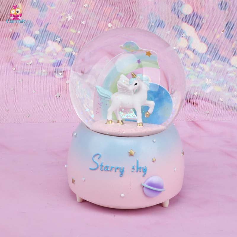  Quả cầu tuyết unicorn xanh cầu vồng 