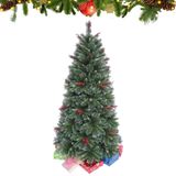  Cây thông trang trí Noel  3 loại lá ốm gắn trái đỏ 