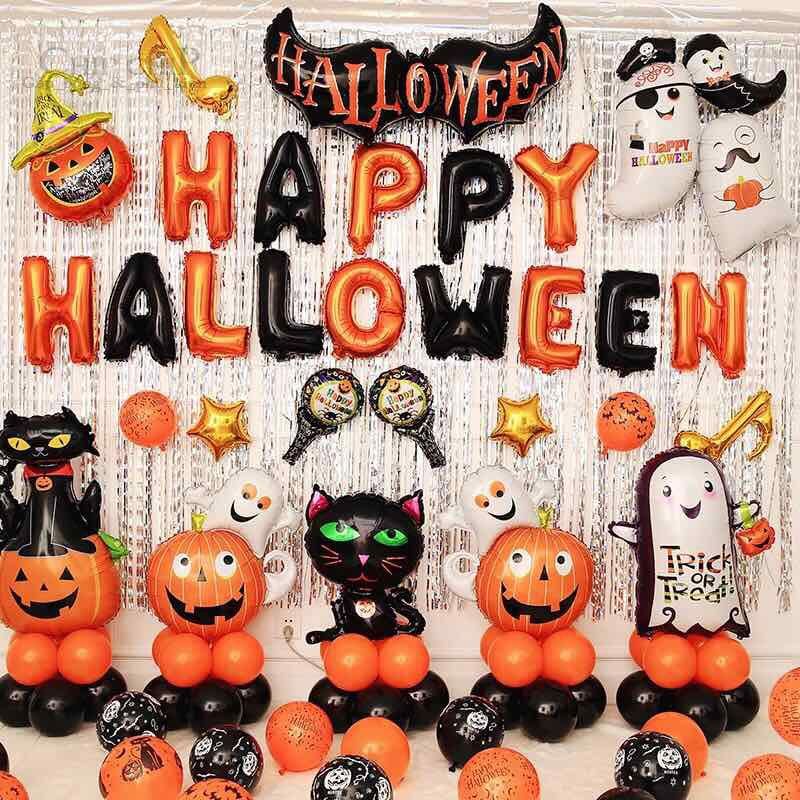  chữ phồng halloween cam đen 