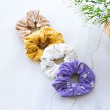  Dây buộc tóc scrunchies vải hoa lá 