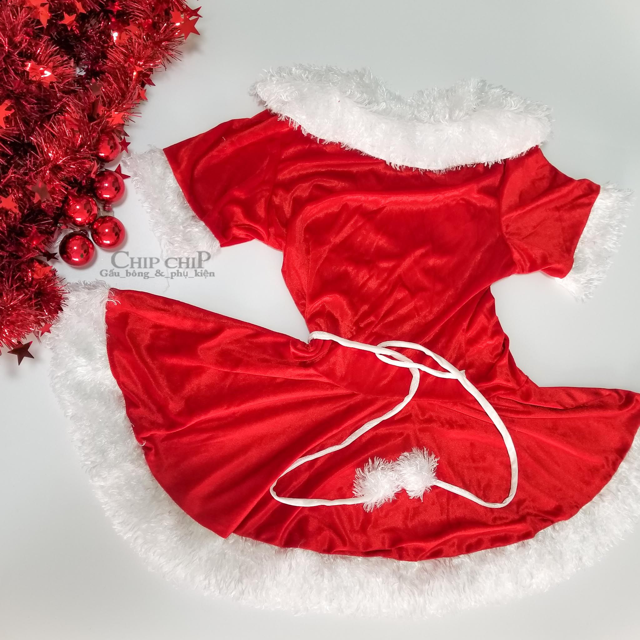  Đầm noel nhung lông người lớn 