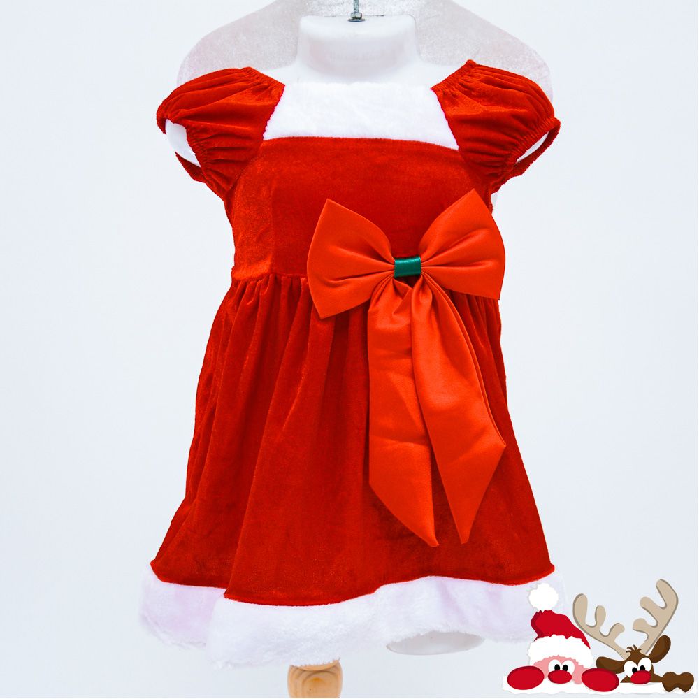  Đầm công chúa thắt nơ trang phục Noel trẻ em 