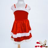  Đầm nhung 2 dây trang phục Noel trẻ em 