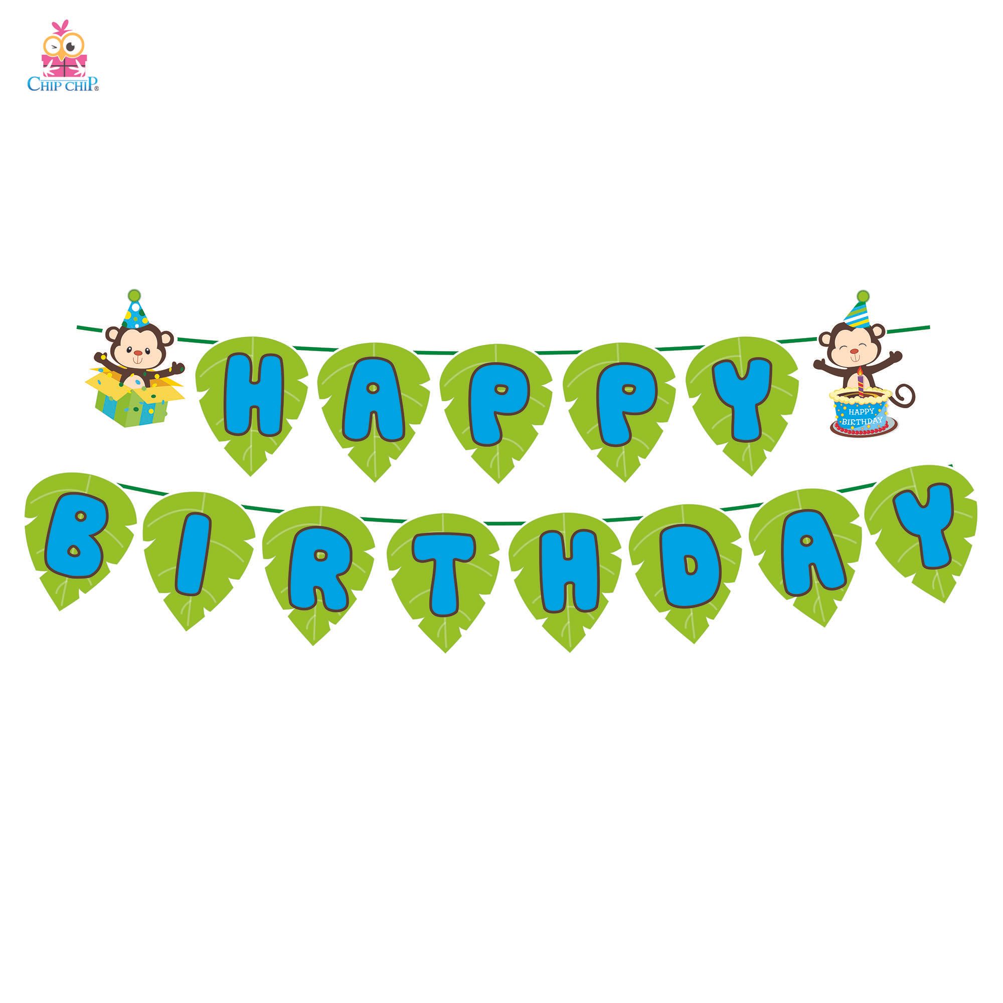  Dây Treo Trang Trí Happy Birthday Khỉ Màu Xanh Lá - Chipchipshop 
