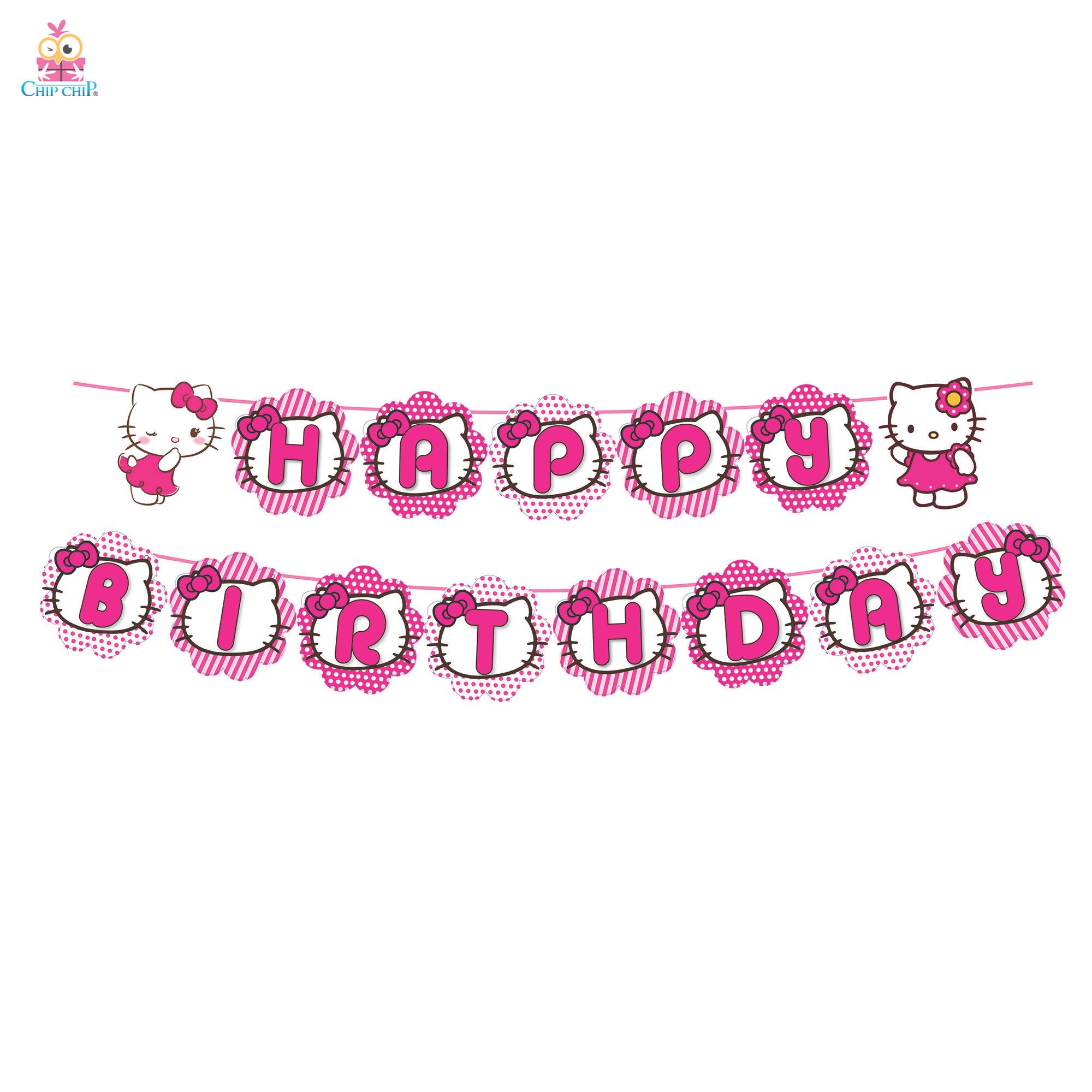 Dây Treo Trang Trí Happy Birthday Hello Kitty Màu Hồng - Chipchipshop 