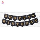  Dây Treo Trang Trí Happy Birthday Màu Đen Gold Kim Tuyến - Chipchipshop 