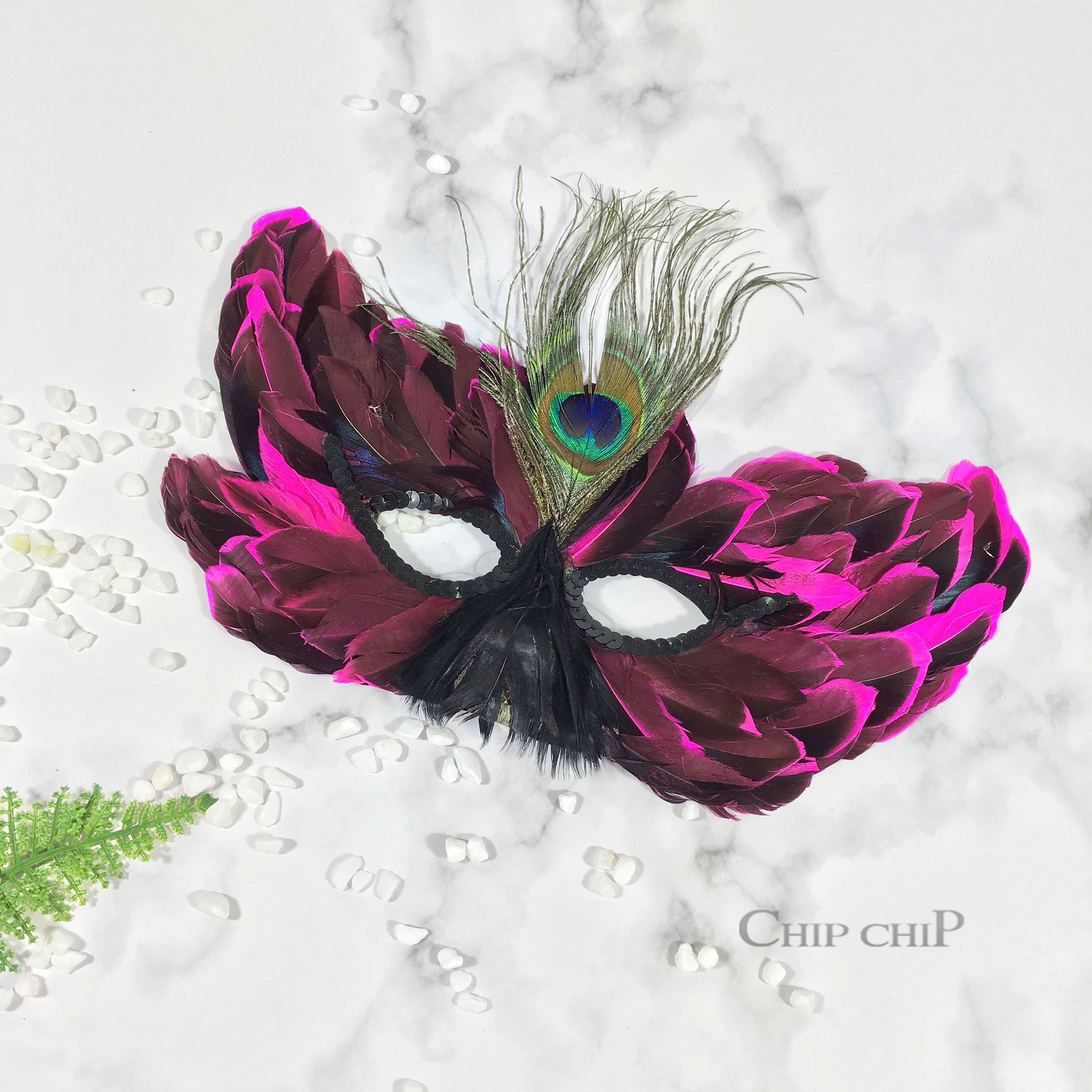  Phụ kiện Halloween mặt nạ đại bàng màu đính lông 