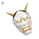  Mặt nạ Halloween quỷ Satan tóc đen sừng vàng 