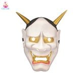  Mặt nạ Halloween quỷ Satan tóc đen sừng vàng 