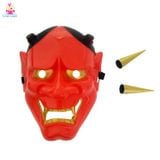  Mặt nạ Halloween quỷ Satan tóc đen sừng vàng 