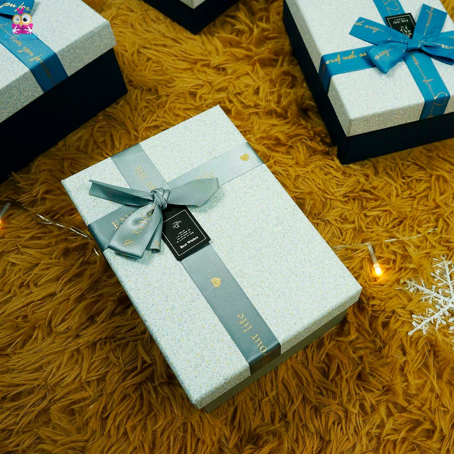  Hộp quà chữ nhật nơ best wishes 