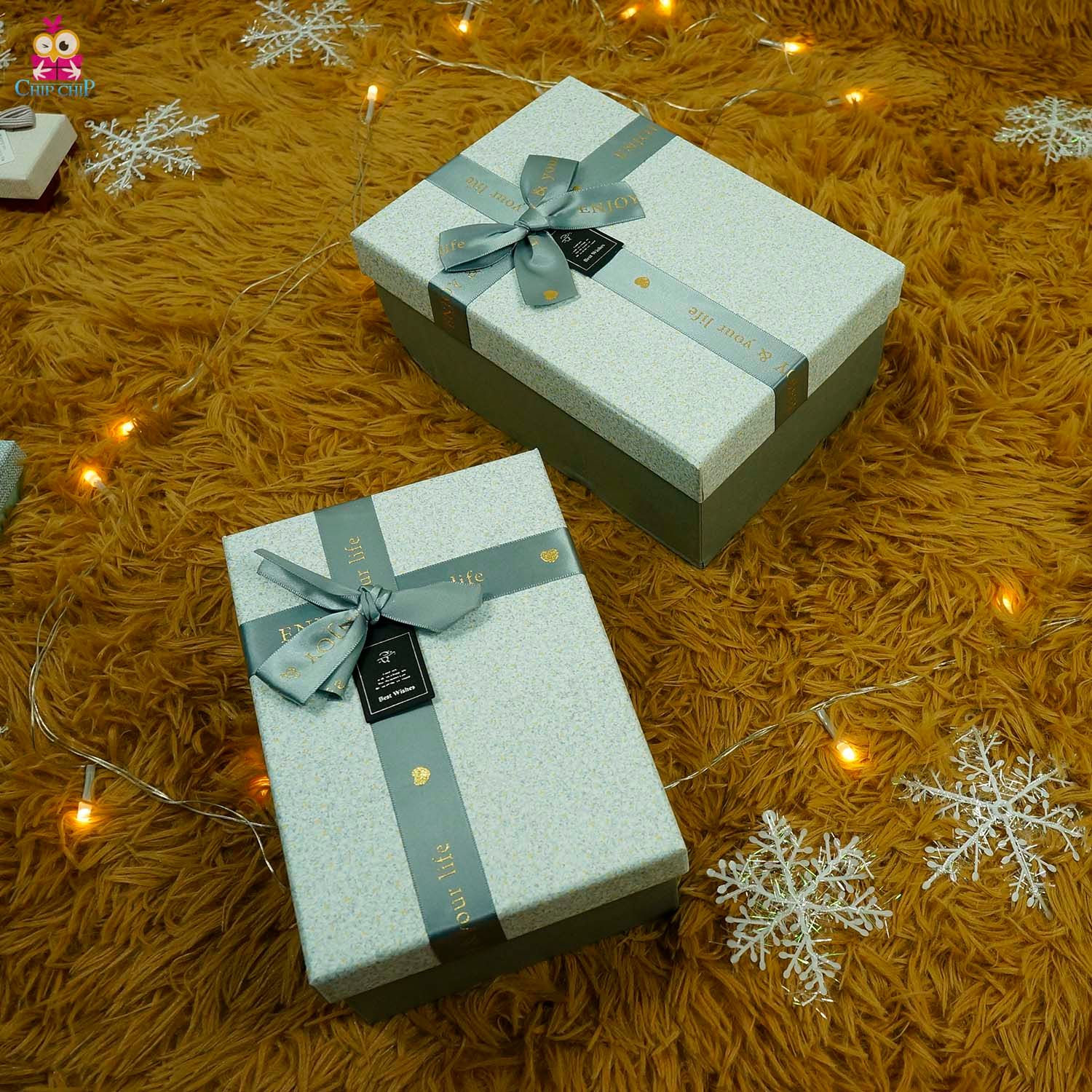  Hộp quà chữ nhật nơ best wishes 