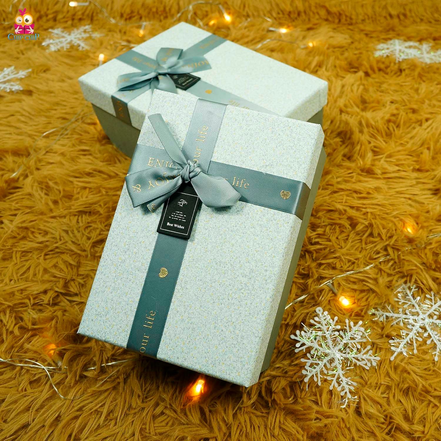  Hộp quà chữ nhật nơ best wishes 