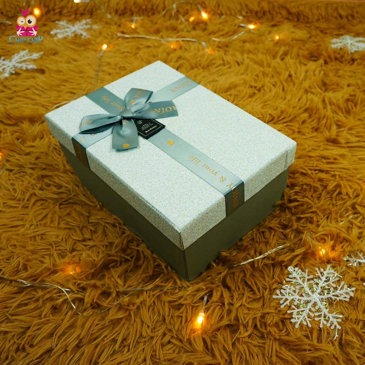  Hộp quà chữ nhật nơ best wishes 