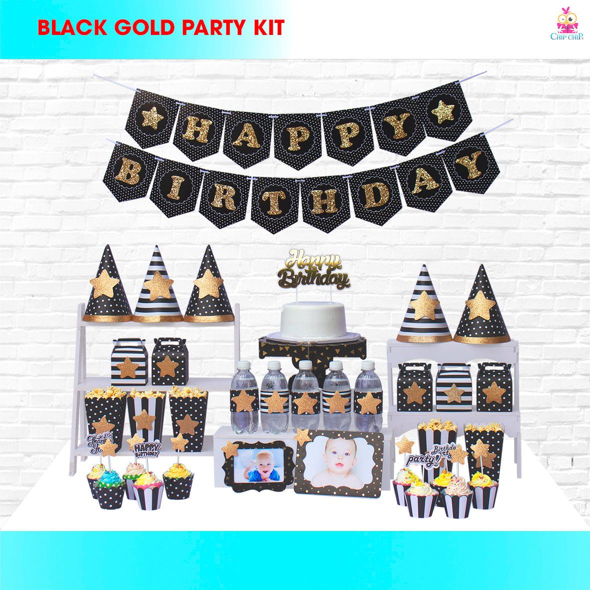  SET trang trí ĐEN GOLD KIM TUYẾN 