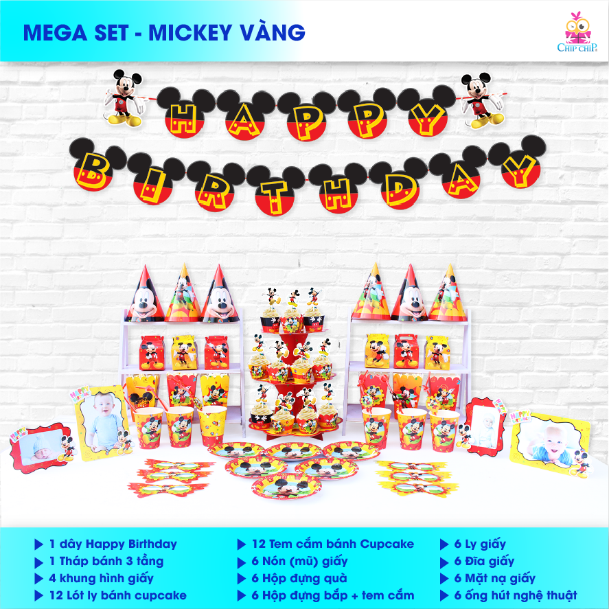  SET trang trí MICKEY đỏ 