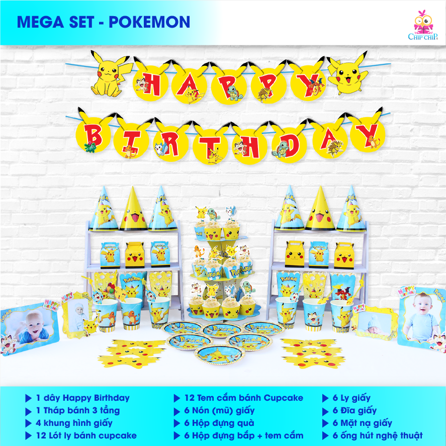  SET trang trí POKEMON 