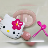  Hộp Cơm Mặt Hello Kitty Kèm Muỗng, Nĩa 