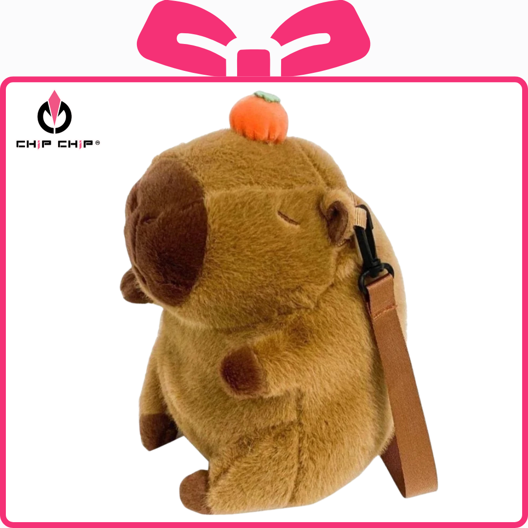  Balo Thú Bông Capybara Đầu Trái Cam Size 20x15cm - Chipchipshop 