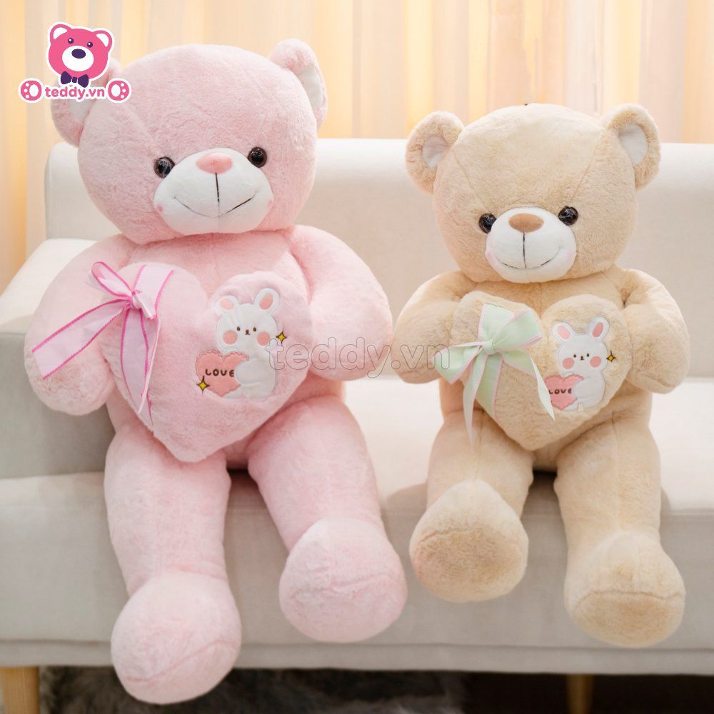  Gấu Teddy Hồng Ôm Tim Thỏ Size 140cm 