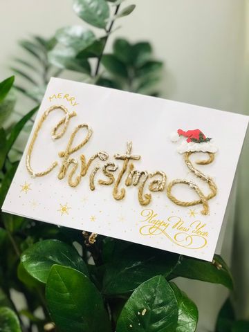  Thiệp Merry Christmas Đội Nón Len Đỏ 