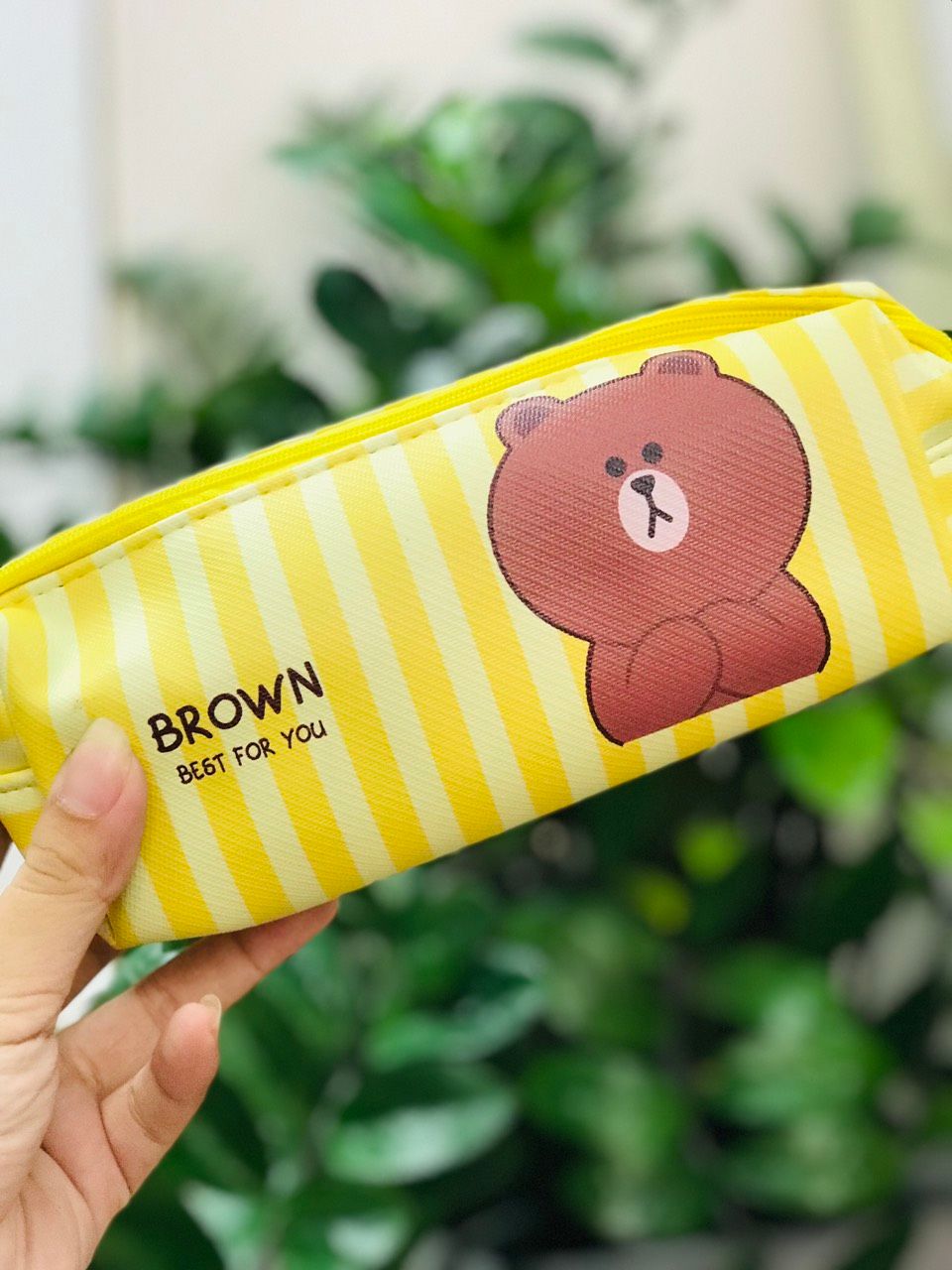  Bóp Viết Gấu Brown Sọc Vàng 